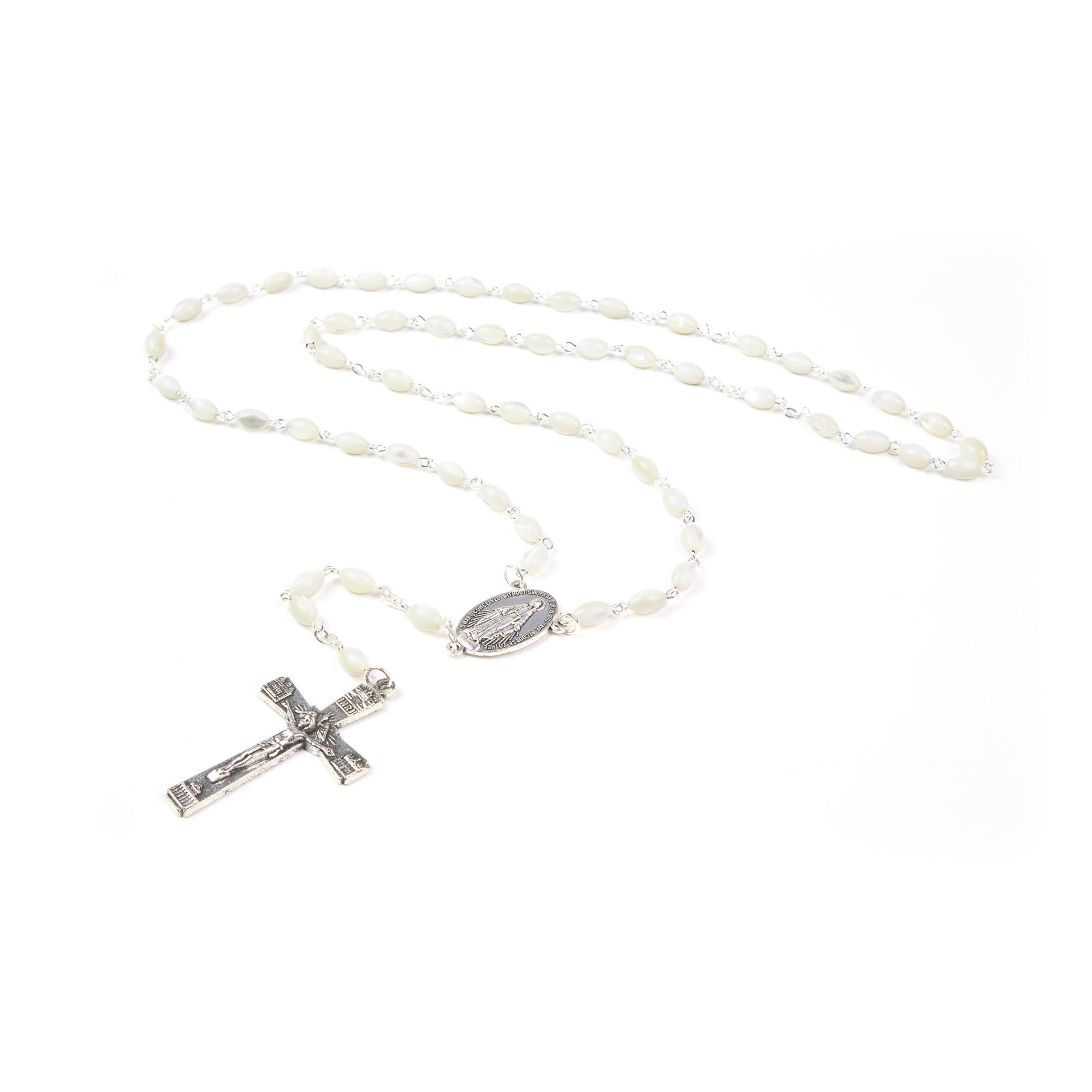 Mother of Pearl Catholic Rosary, Miraculous Medal