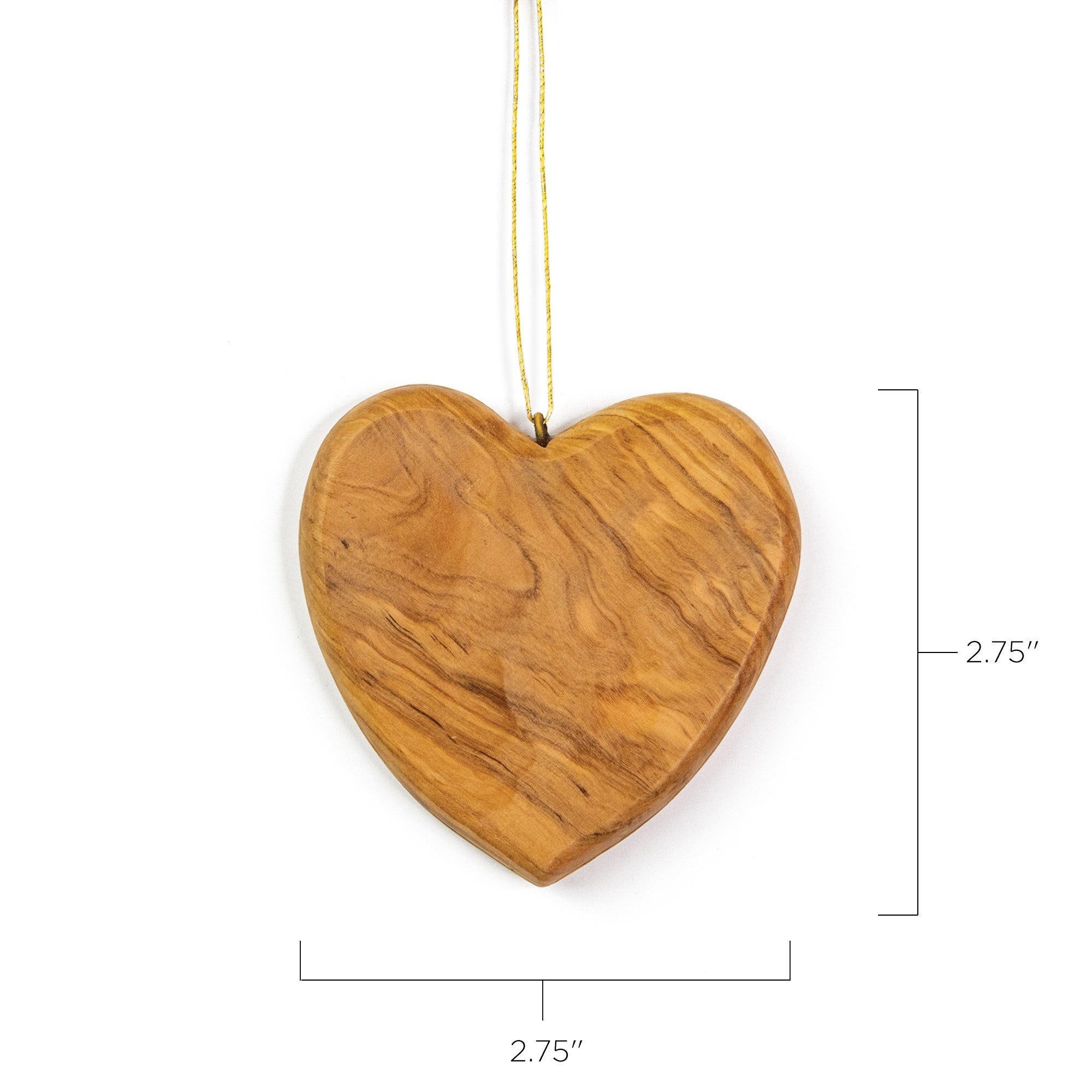 Olive Wood Bethlehem Heart Ornament Thick