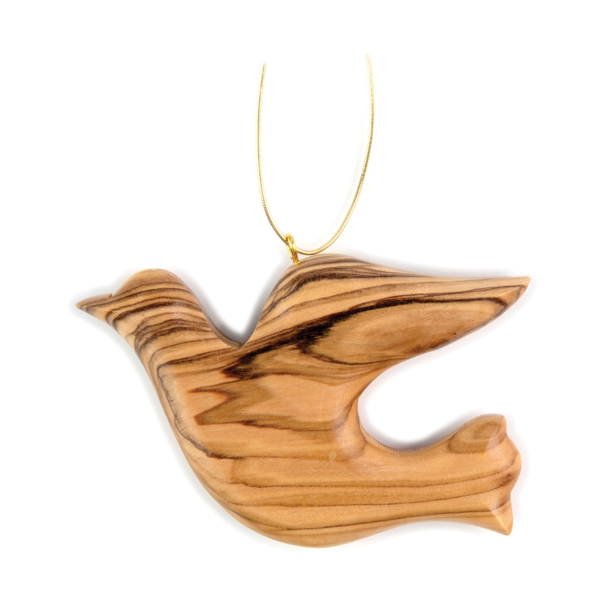 Thick Cut Olive Wood Dove Christmas Ornament