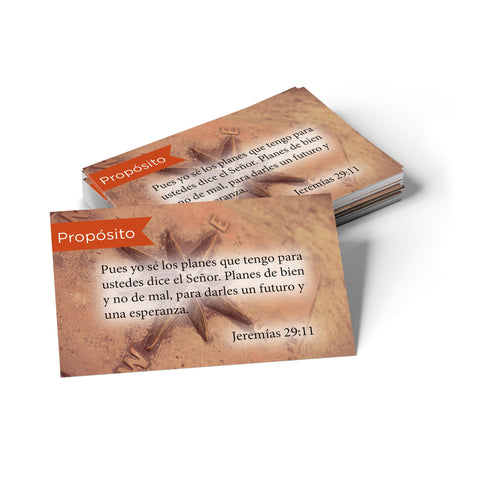 Purpose, Jeremiah 29:11, Spanish Pass Along Scripture Cards, Pack 25