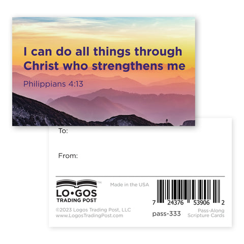 I can do all things through Christ, Philippians 4:13, Pass Along Scripture Cards, Pack of 25