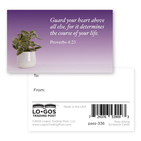 Guard your heart, Proverbs 4:23, Pass Along Scripture Cards, Pack of 25