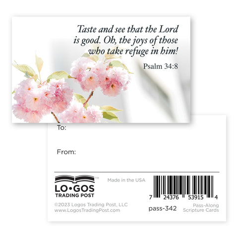 Taste and See, Psalm 34:8, Pass Along Scripture Cards, Pack of 25