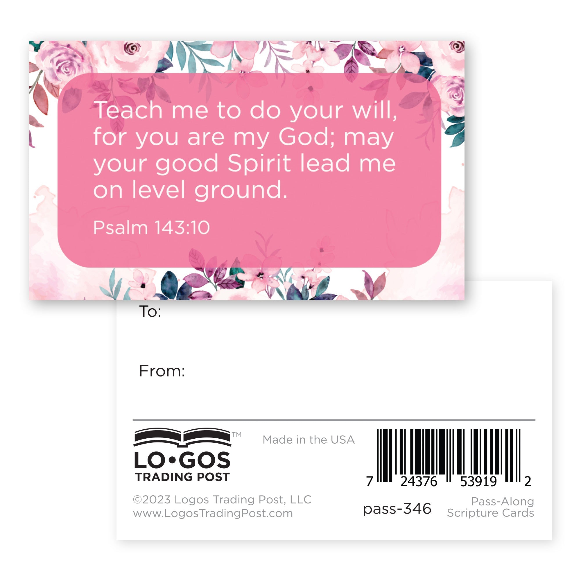 Teach me to do your will, Psalm 143:10, Pass Along Scripture Cards, Pack of 25