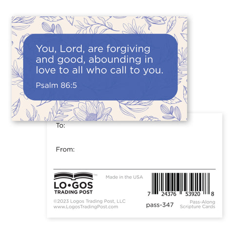 You, Lord, are forgiving, Psalm 86:5, Pass Along Scripture Cards, Pack of 25