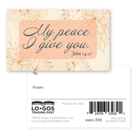 My Peace I give you, John 14:27, Pass Along Scripture Cards, Pack of 25