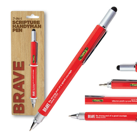 7 in 1 Multitool Pen With Scripture - Brave: Joshua 1:9