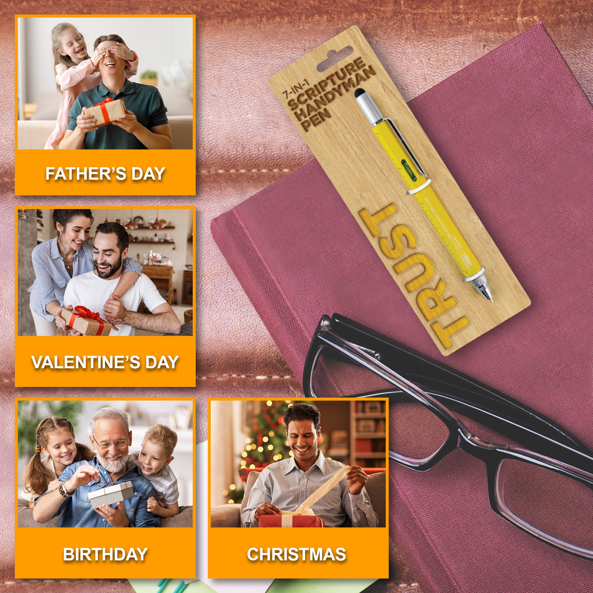 7 in 1 Multitool Pen With Scripture - Trust: Prov. 16:3