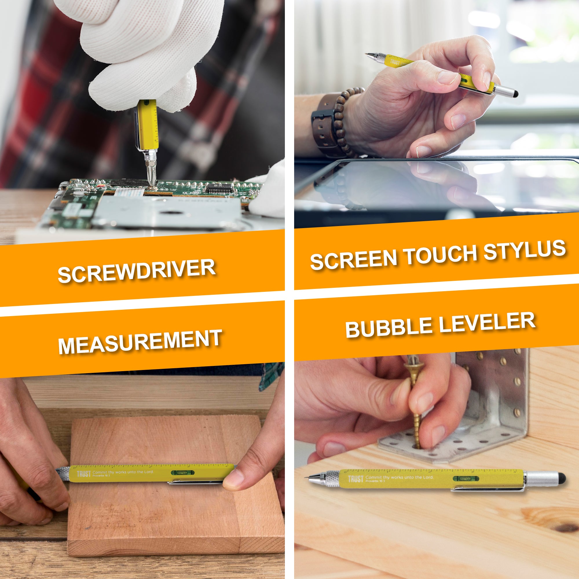 7 in 1 Multitool Pen With Scripture - Trust: Prov. 16:3