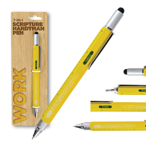 7 in 1 Multitool Pen With Scripture - Work: Ecc. 3:13