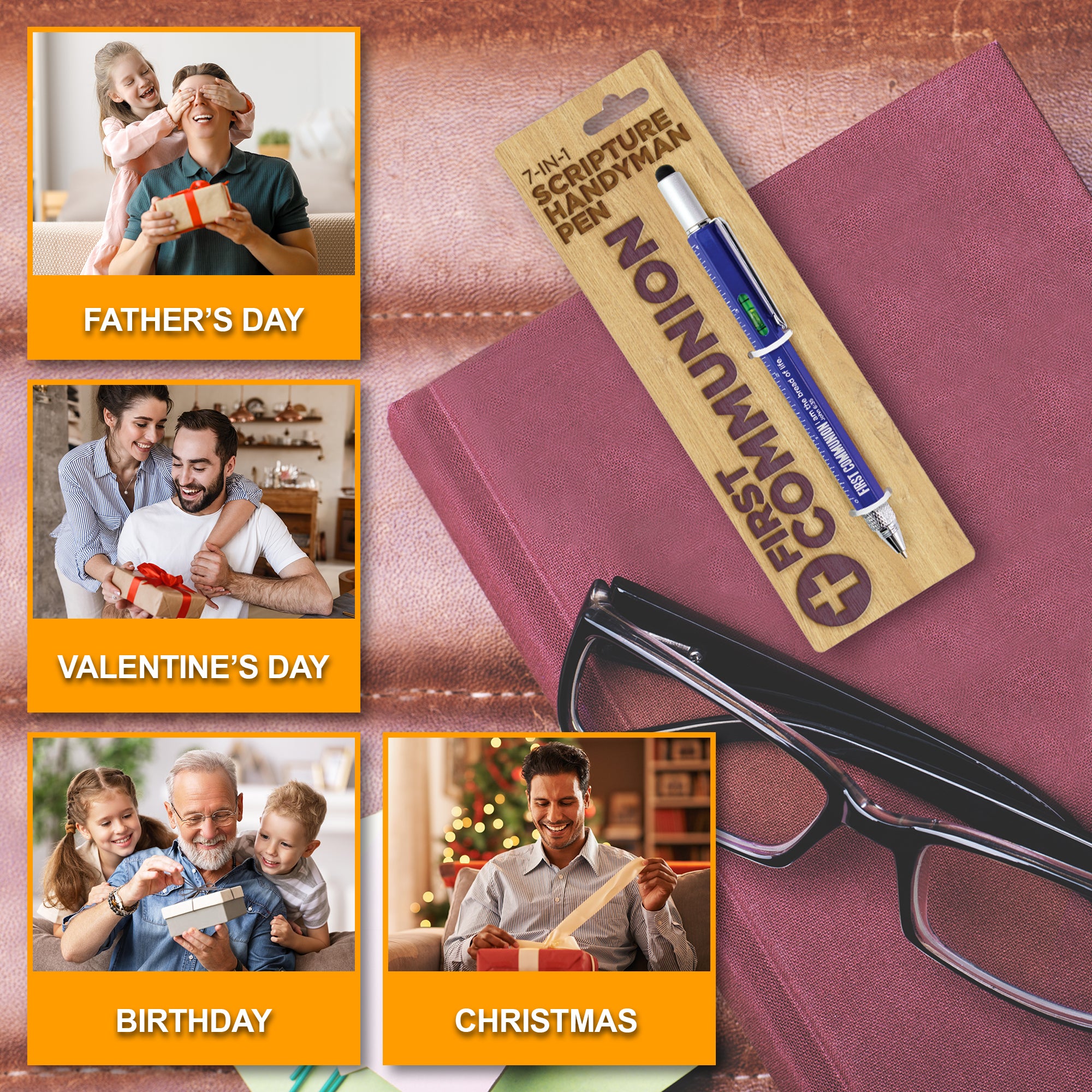 7 in 1 Multitool Pen With Scripture - First Communion: John 6:35