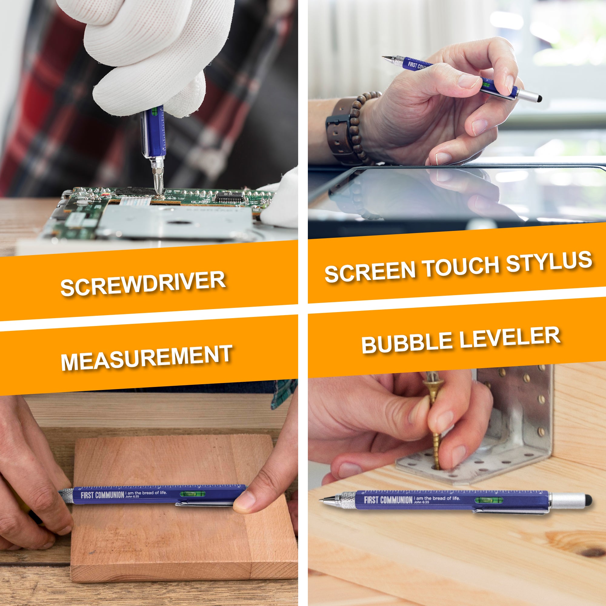 7 in 1 Multitool Pen With Scripture - First Communion: John 6:35