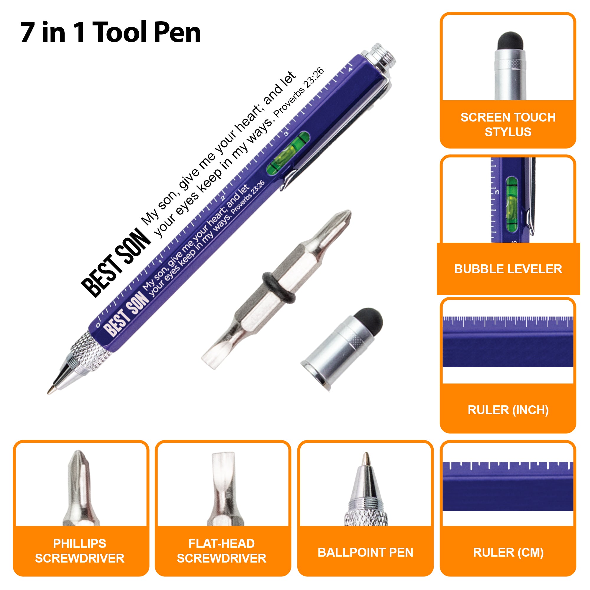 7 in 1 Multitool Pen With Scripture - Best Son: Job 12:12