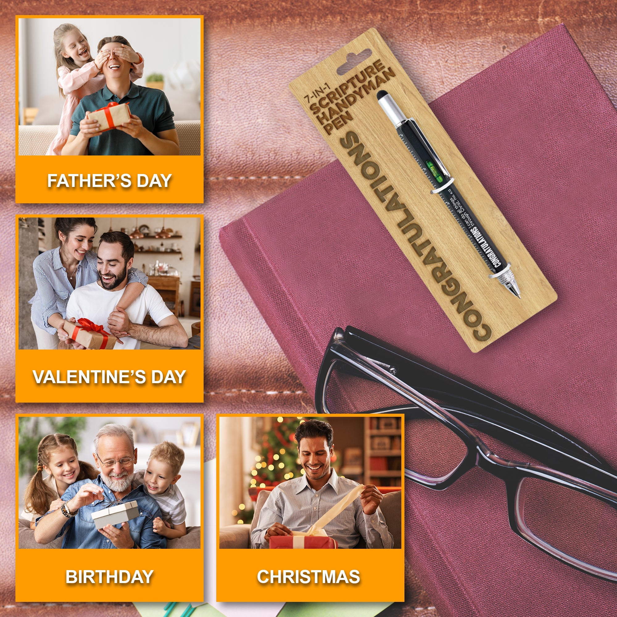 7 in 1 Multitool Pen With Scripture - Congratulations: Phil. 4:13