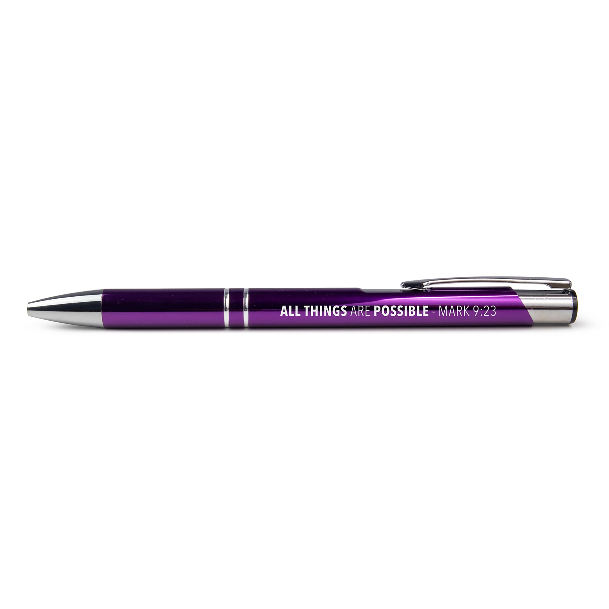 All Things are Possible - Mark 9:23 - Metallic Scripture Pen - Purple