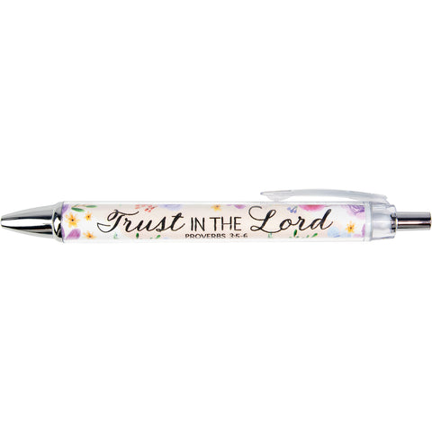 Trust in The Lord - Proverbs 3:5-6 - Floral Scripture Pen