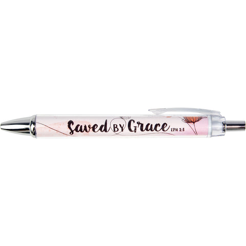 Saved by Grace - Eph 2:8 - Floral Scripture Pen