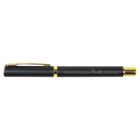 In Everything Give Thanks - 1 Thess 5:18 - Pearl Scripture Pen - Black