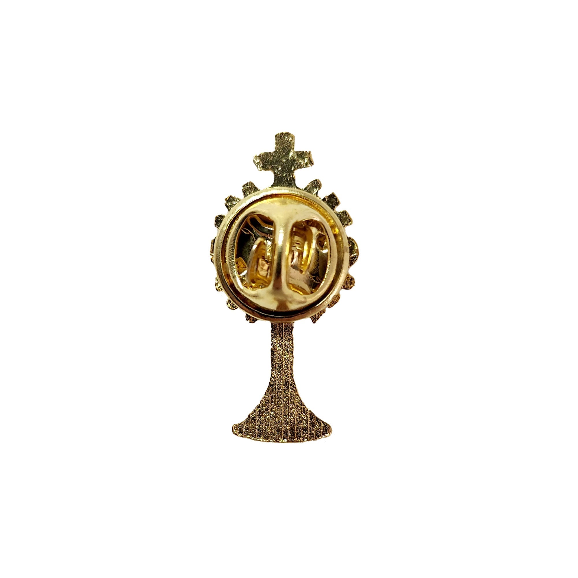 Metal Pin on Card, First Communion Monstrance – Gold and White