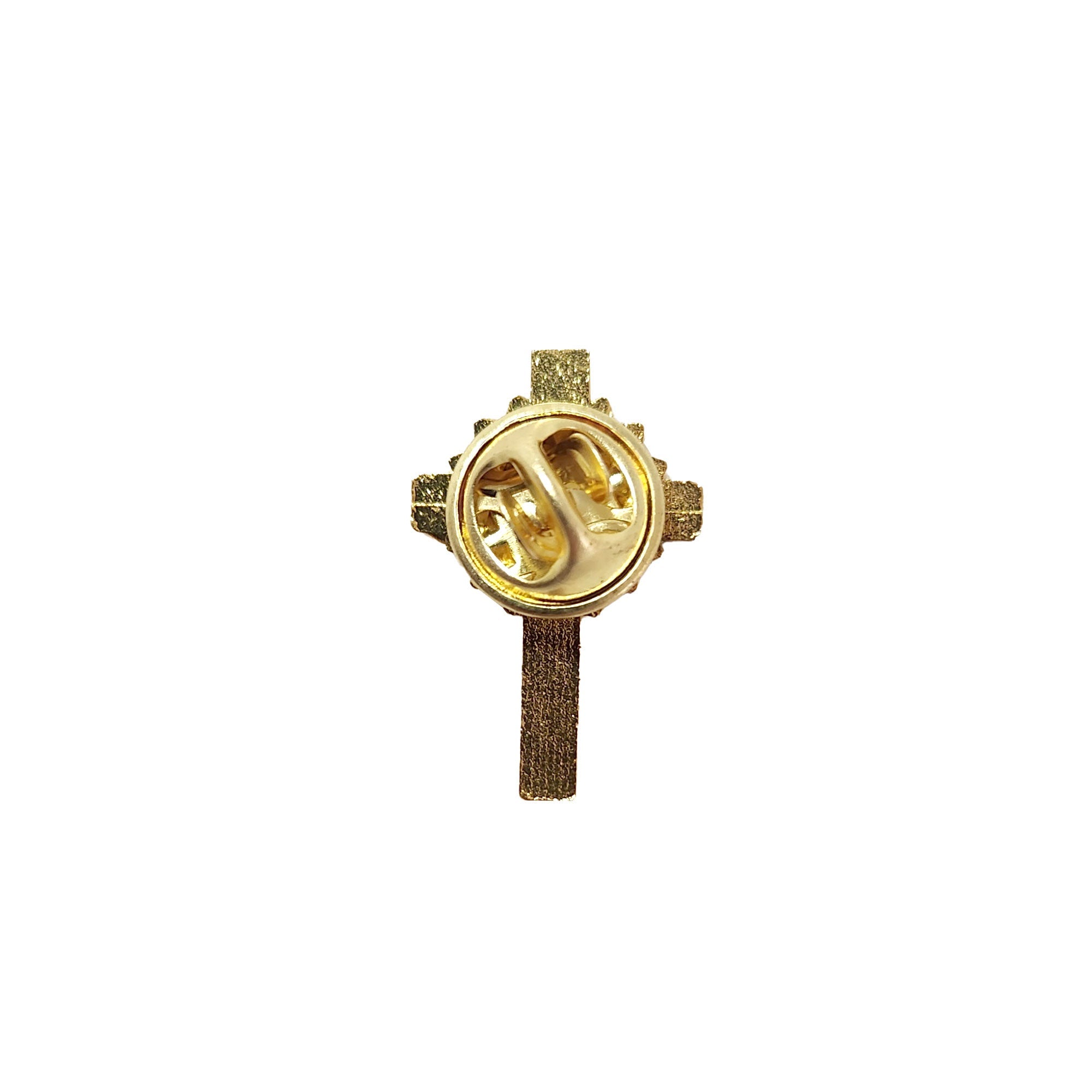 Metal Pin on Card, Confirmation Dove on Cross – Gold with White Enamel
