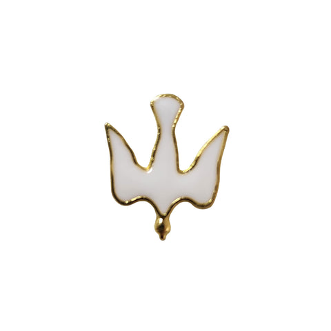 Metal Pin on Card, Confirmation Dove – Gold with white enamel