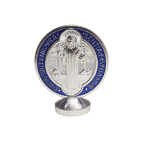 Saint Benedict Desk Medallion – Silver and Blue