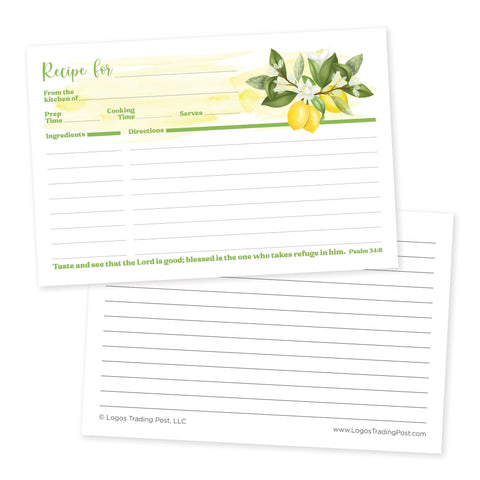 Recipe Cards – Lemons, Psalm 34:8