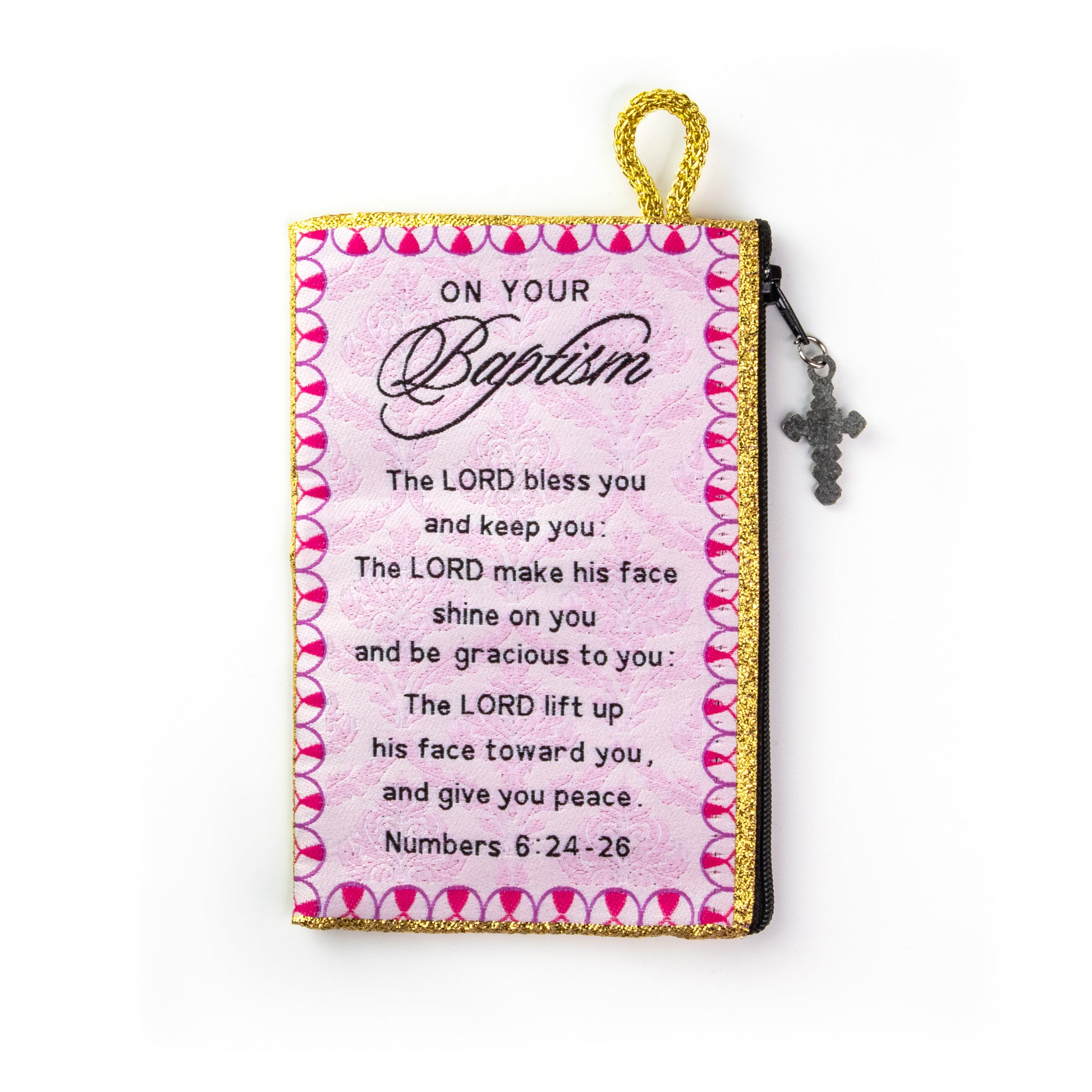 Rosary Pouch - Baptized in Christ Girls – Pink and Numbers 6:24-26