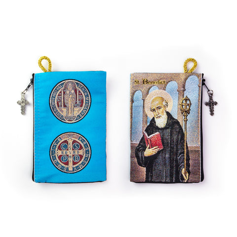 Rosary Pouch - St Benedict and Medal