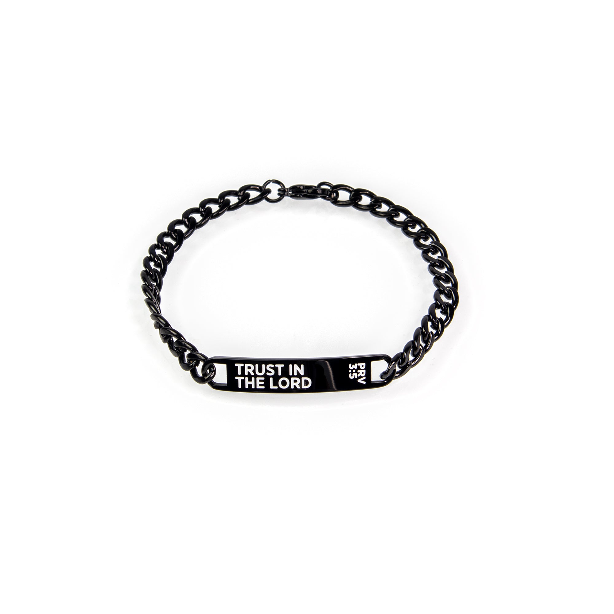 Stainless Steel Black ID Bracelet – Trust in the Lord, Prv 3:5