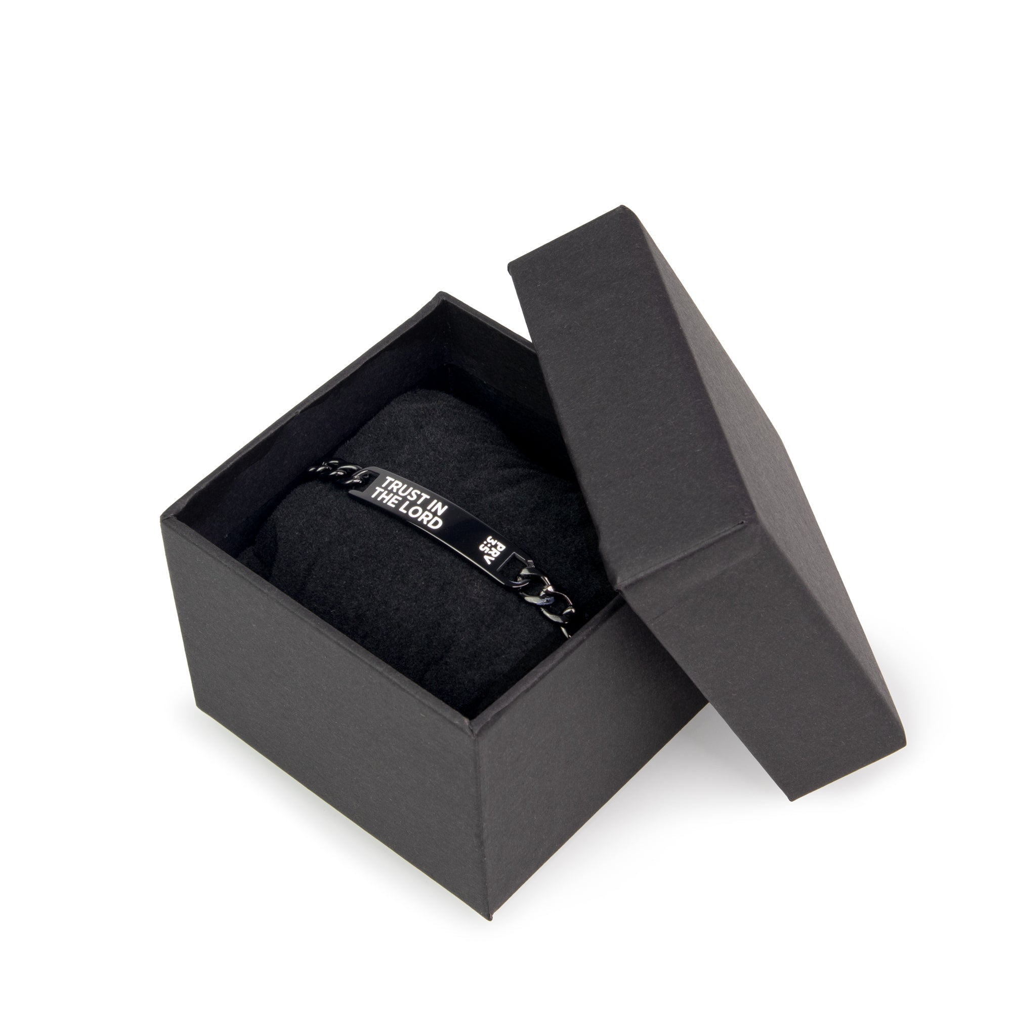 Stainless Steel Black ID Bracelet – Trust in the Lord, Prv 3:5