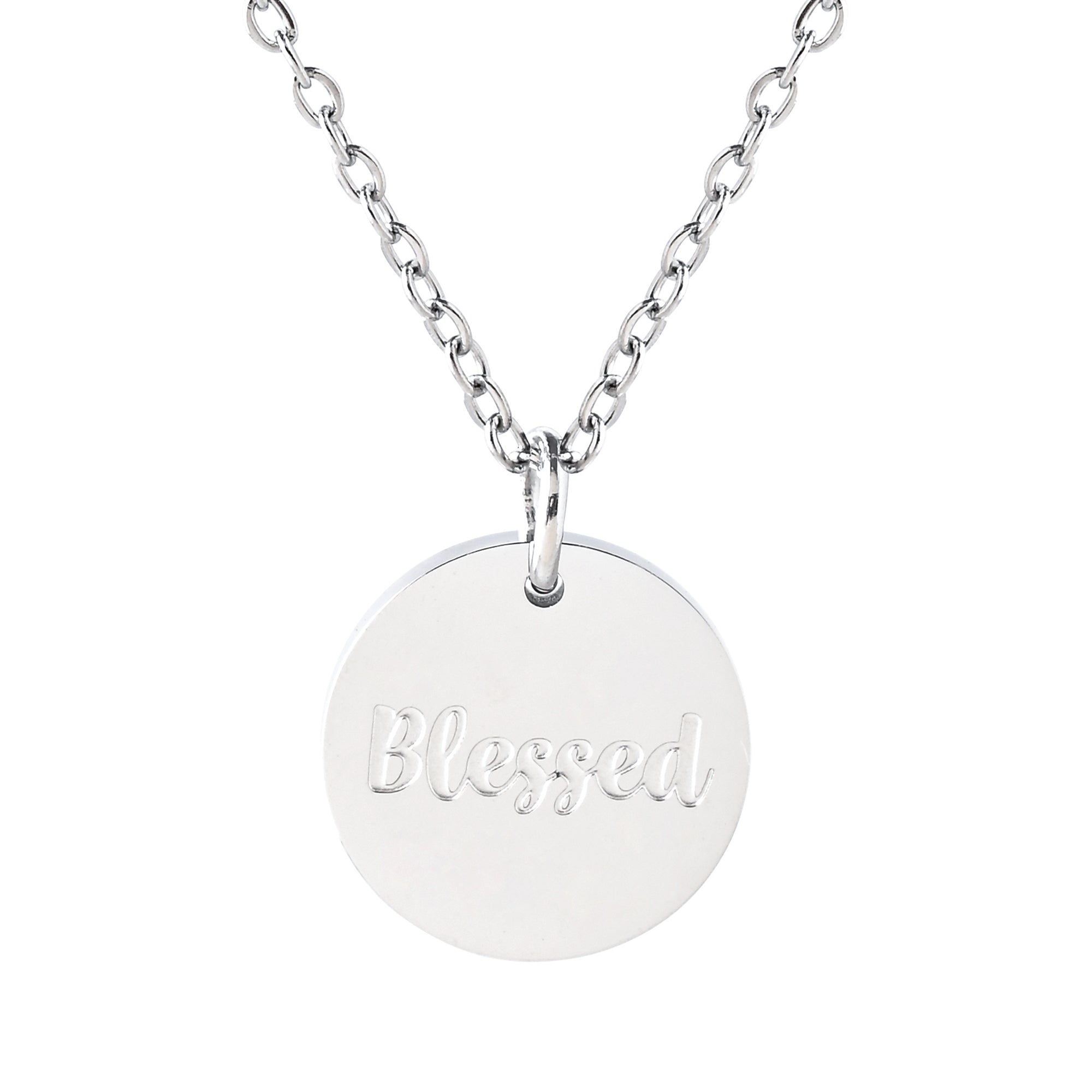 Blessed Stainless Steel Medallion Pendant with Card