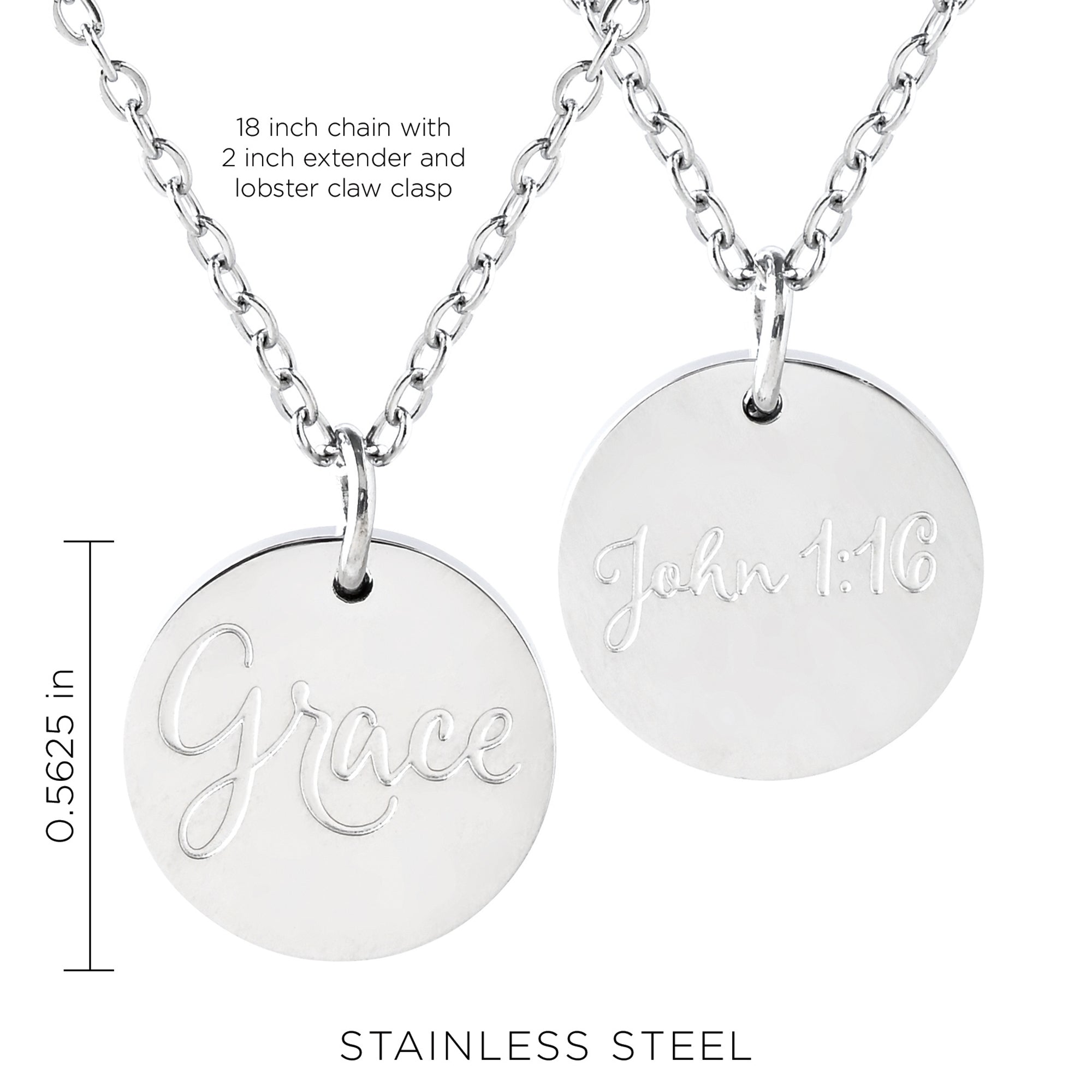 Grace Stainless Steel Medallion Pendant with Card