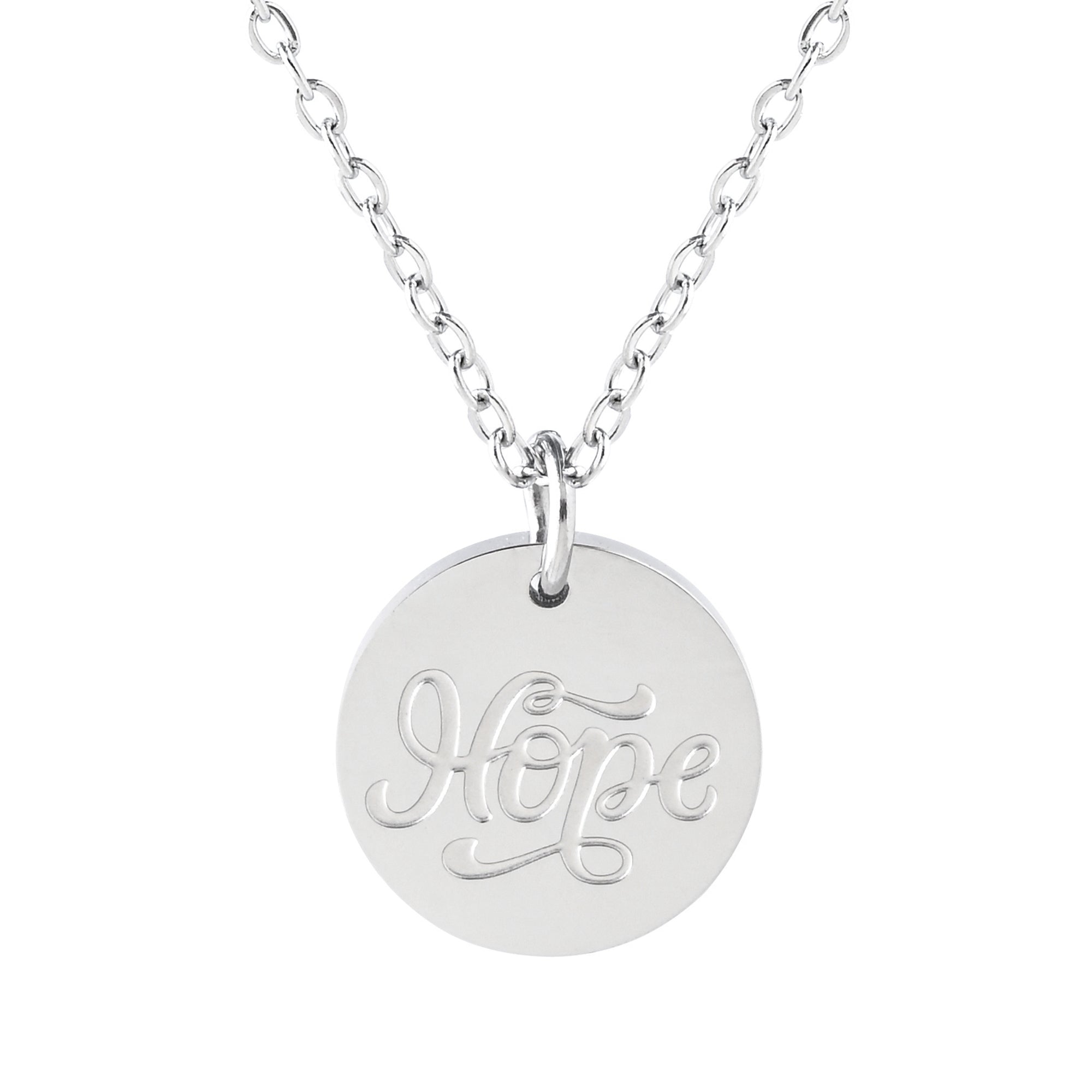 Hope Stainless Steel Medallion Pendant with Card