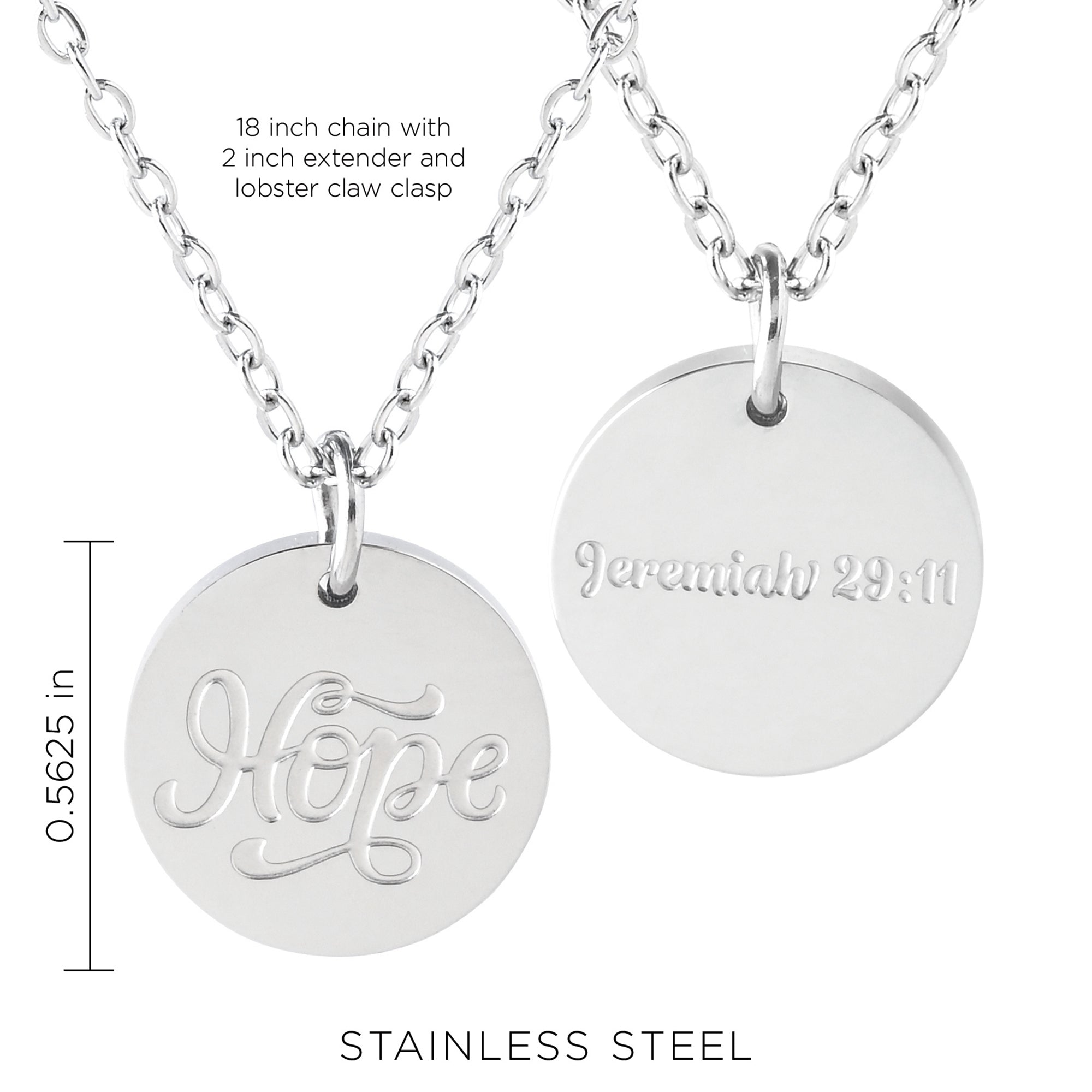 Hope Stainless Steel Medallion Pendant with Card