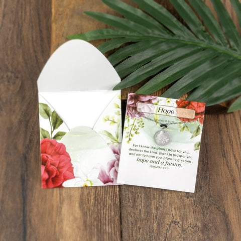 Hope Stainless Steel Medallion Pendant with Card