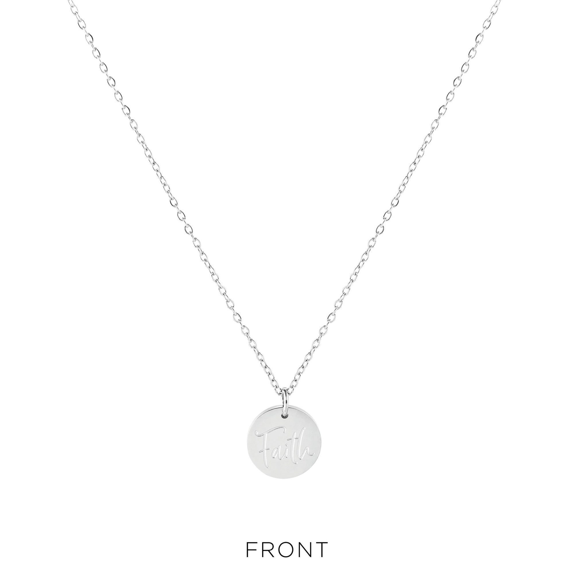 Faith Stainless Steel Medallion Pendant with Card