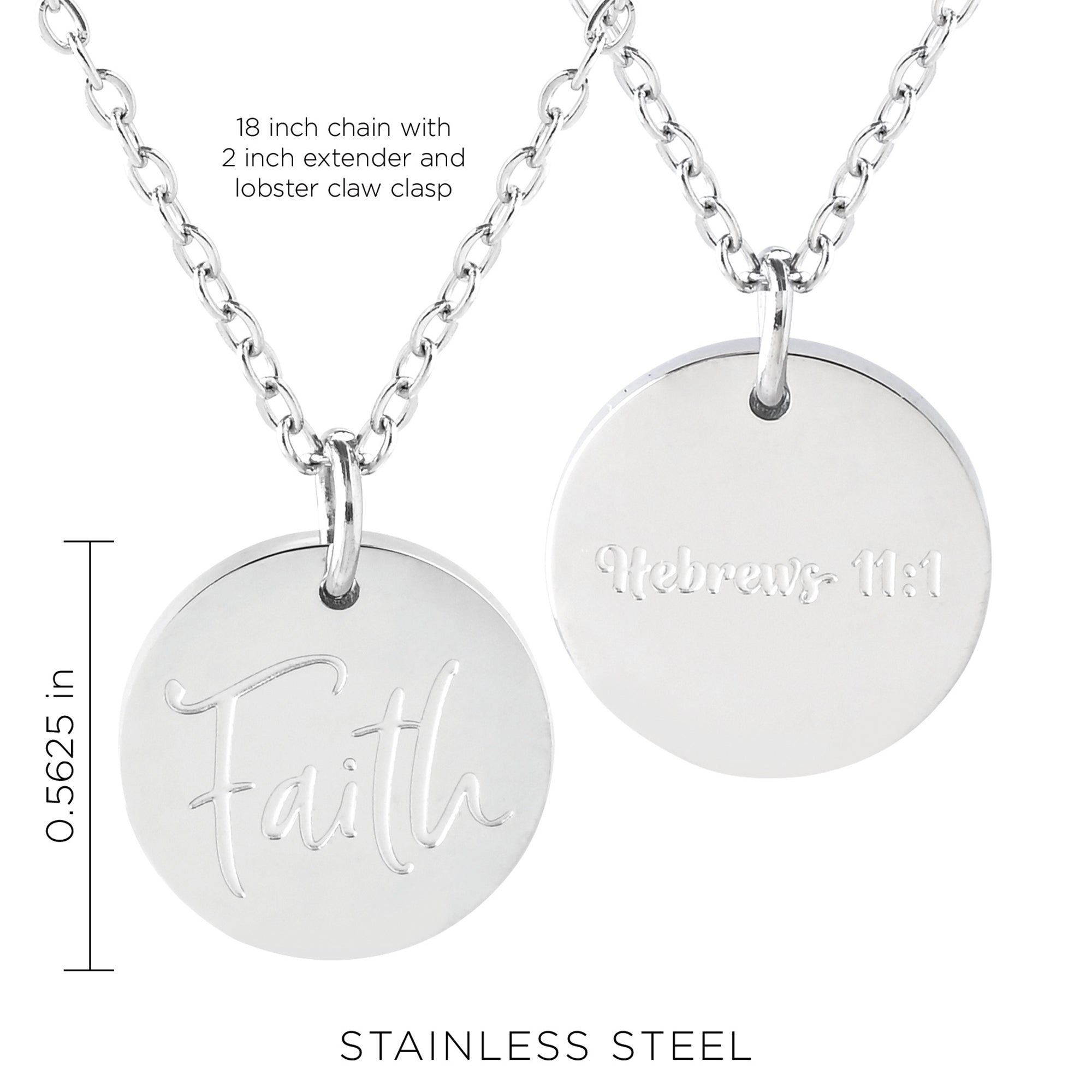 Faith Stainless Steel Medallion Pendant with Card