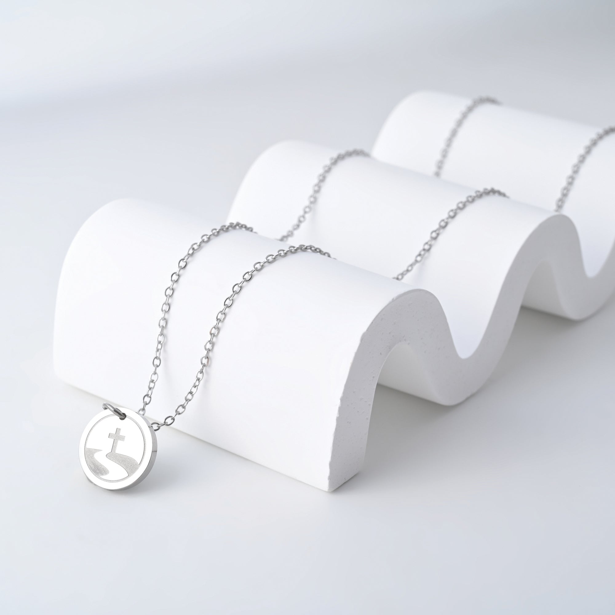 At the Cross Stainless Steel Medallion Pendant with Card