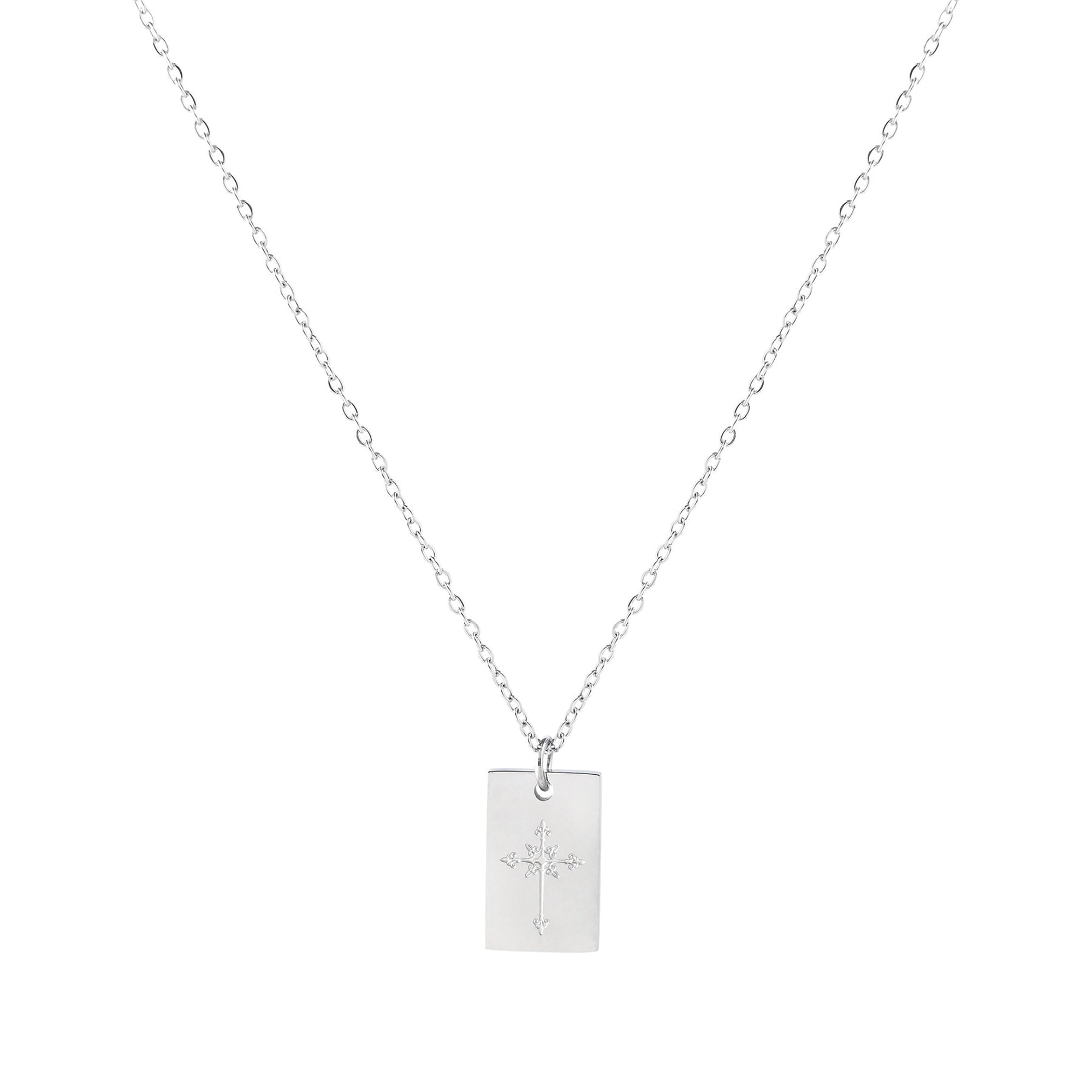 Cross Stainless Steel Tag Pendant with Card