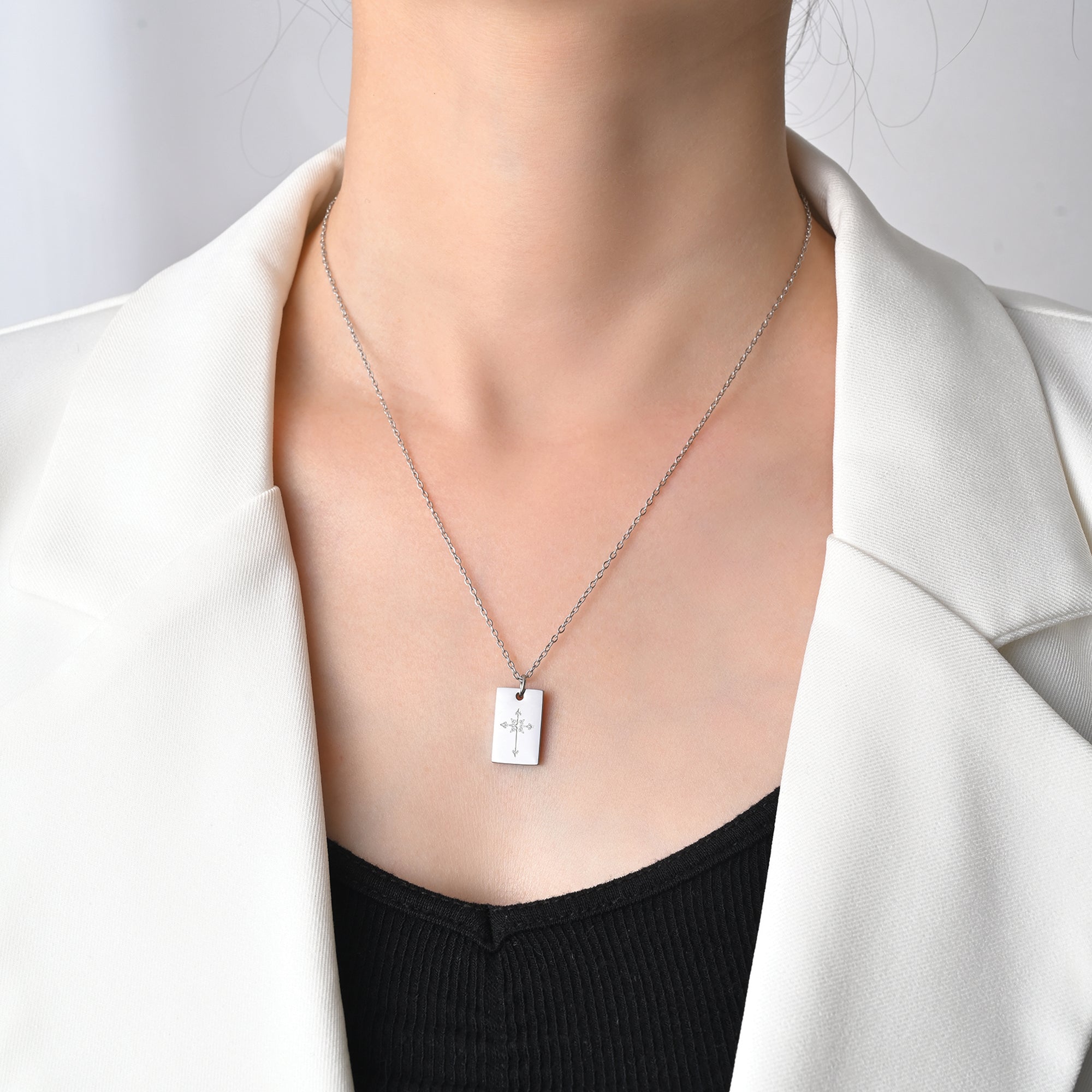Cross Stainless Steel Tag Pendant with Card