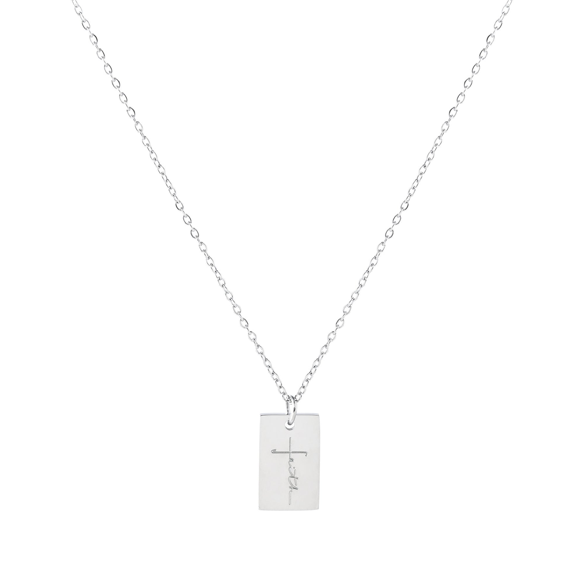 Faith Cross Stainless Steel Tag Pendant with Card