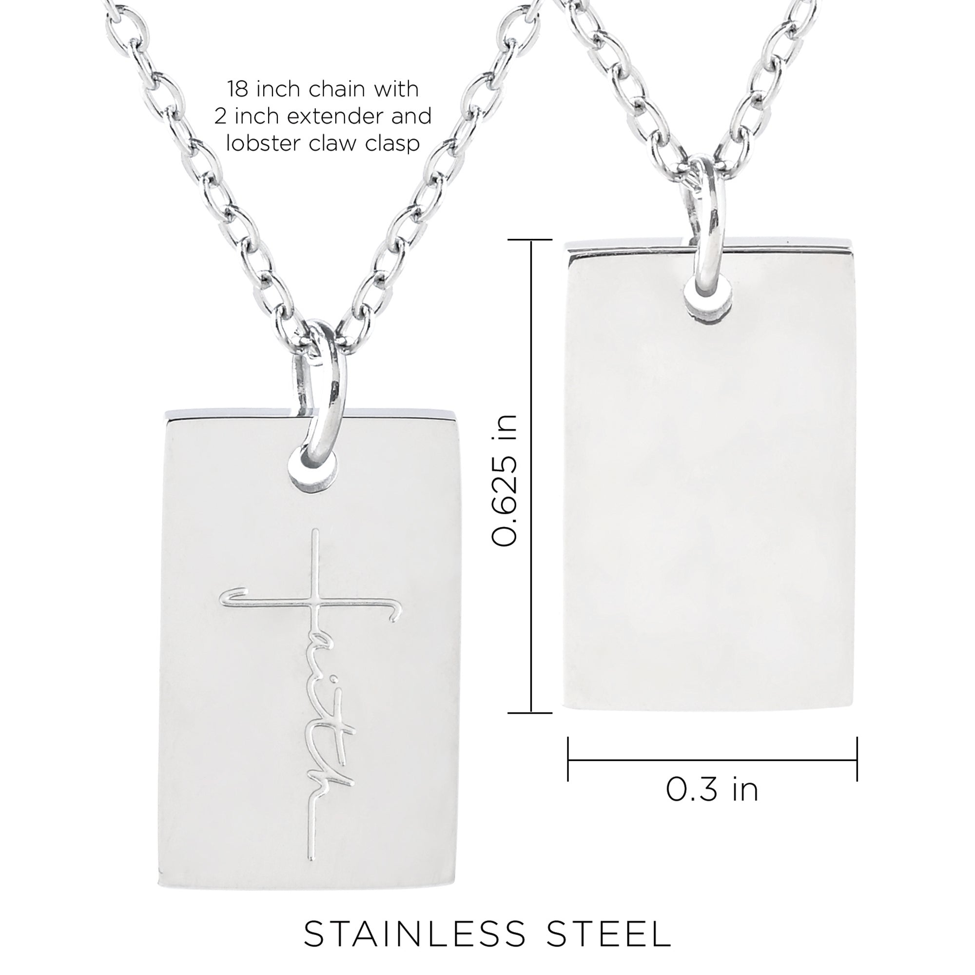 Faith Cross Stainless Steel Tag Pendant with Card