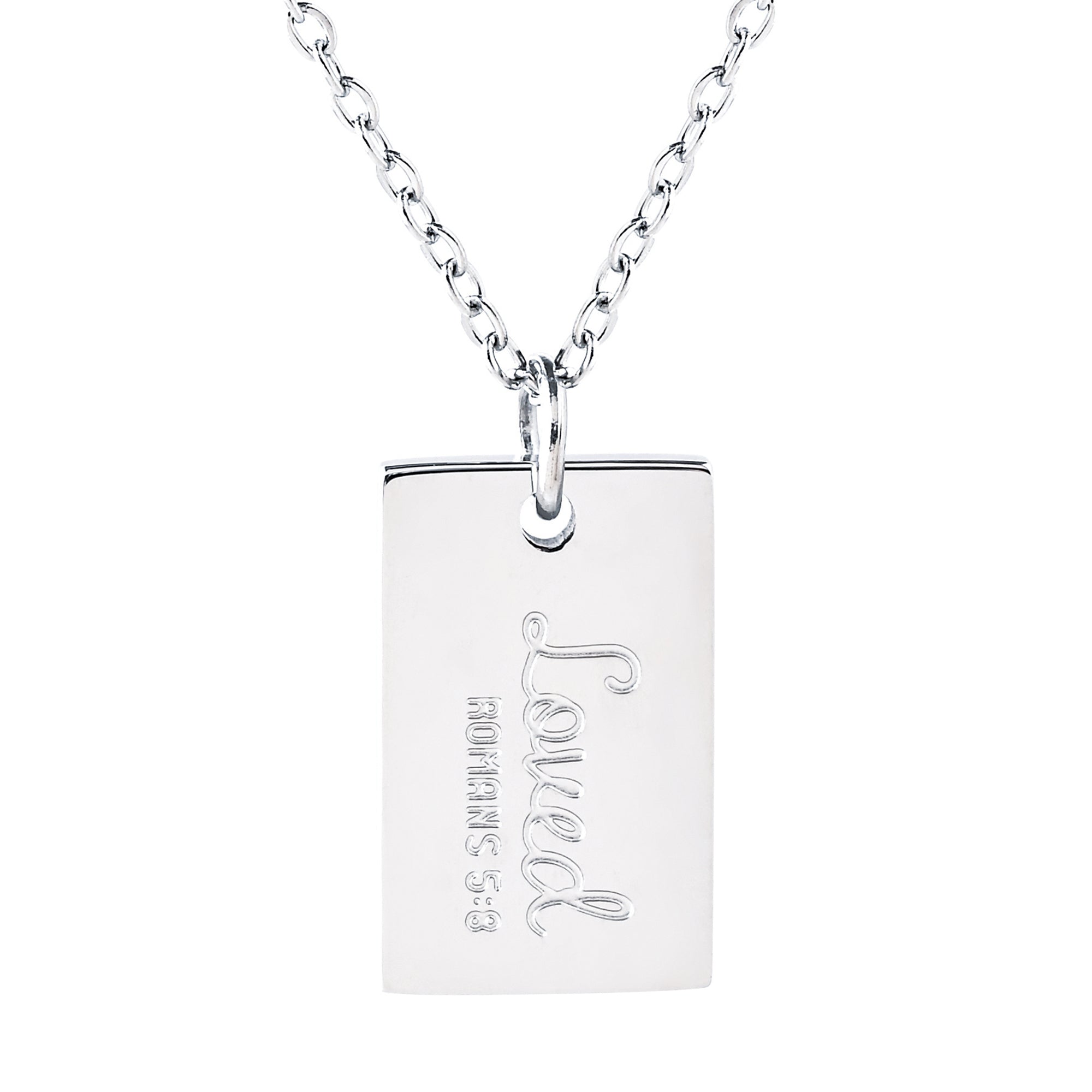 Loved Stainless Steel Tag Pendant with Card