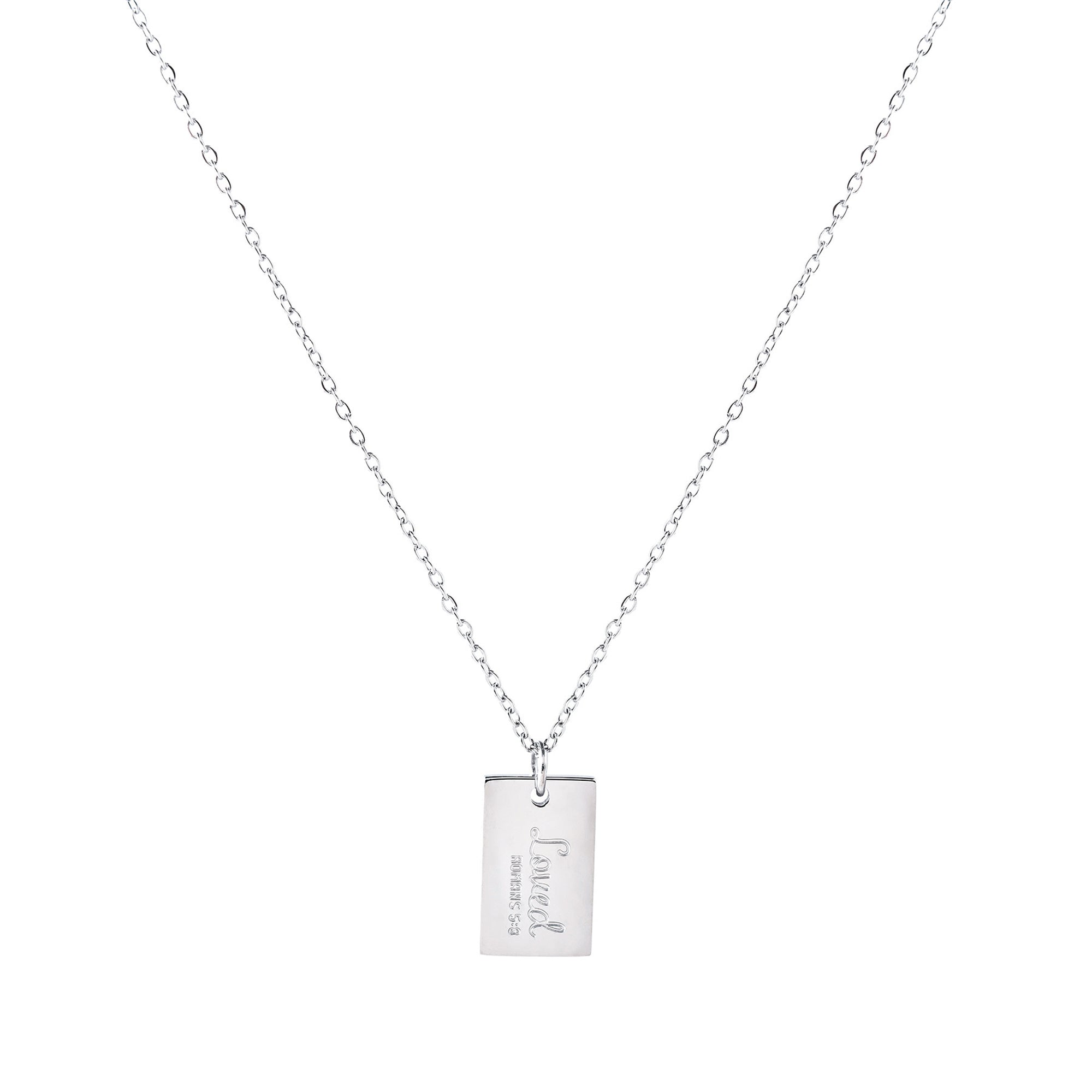 Loved Stainless Steel Tag Pendant with Card