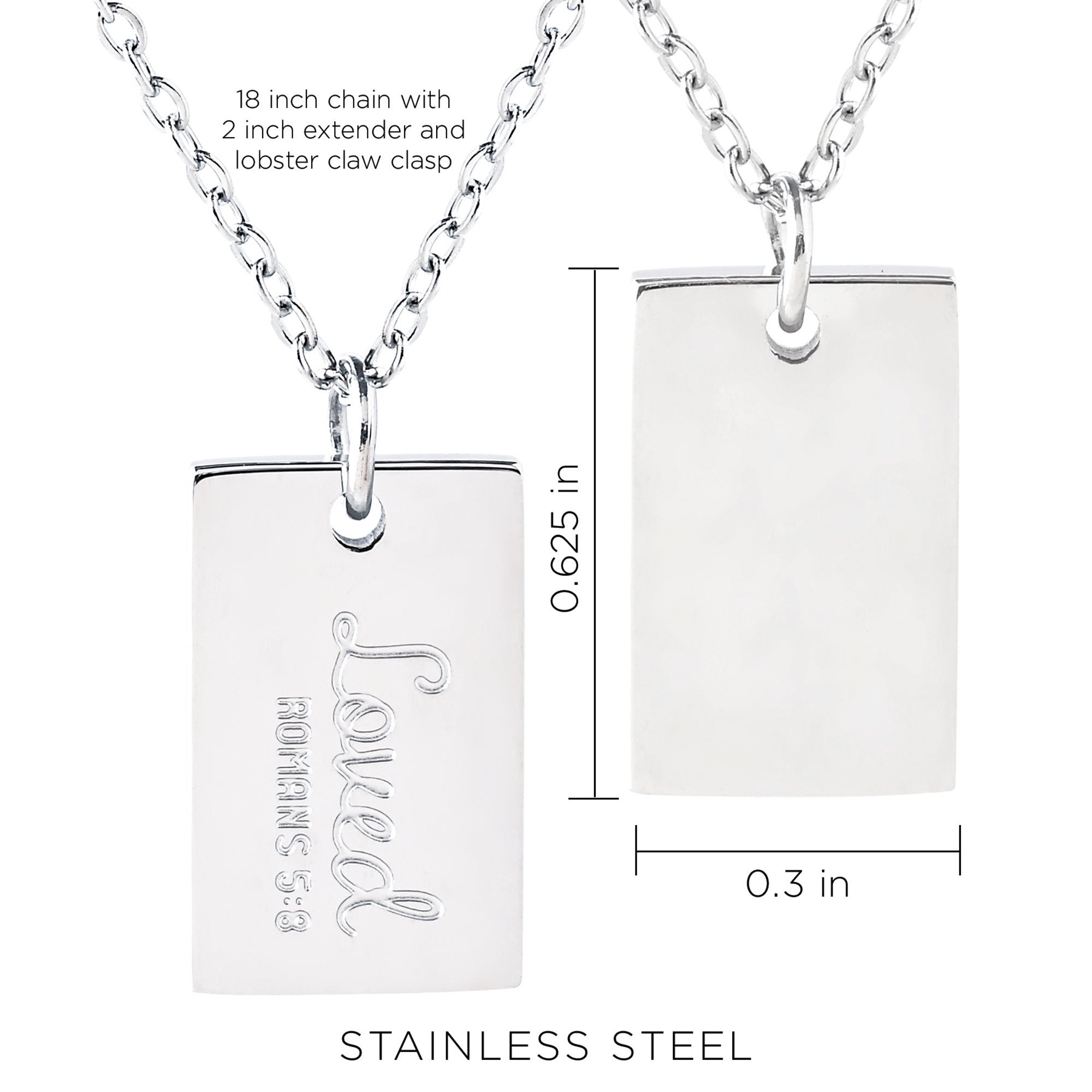Loved Stainless Steel Tag Pendant with Card