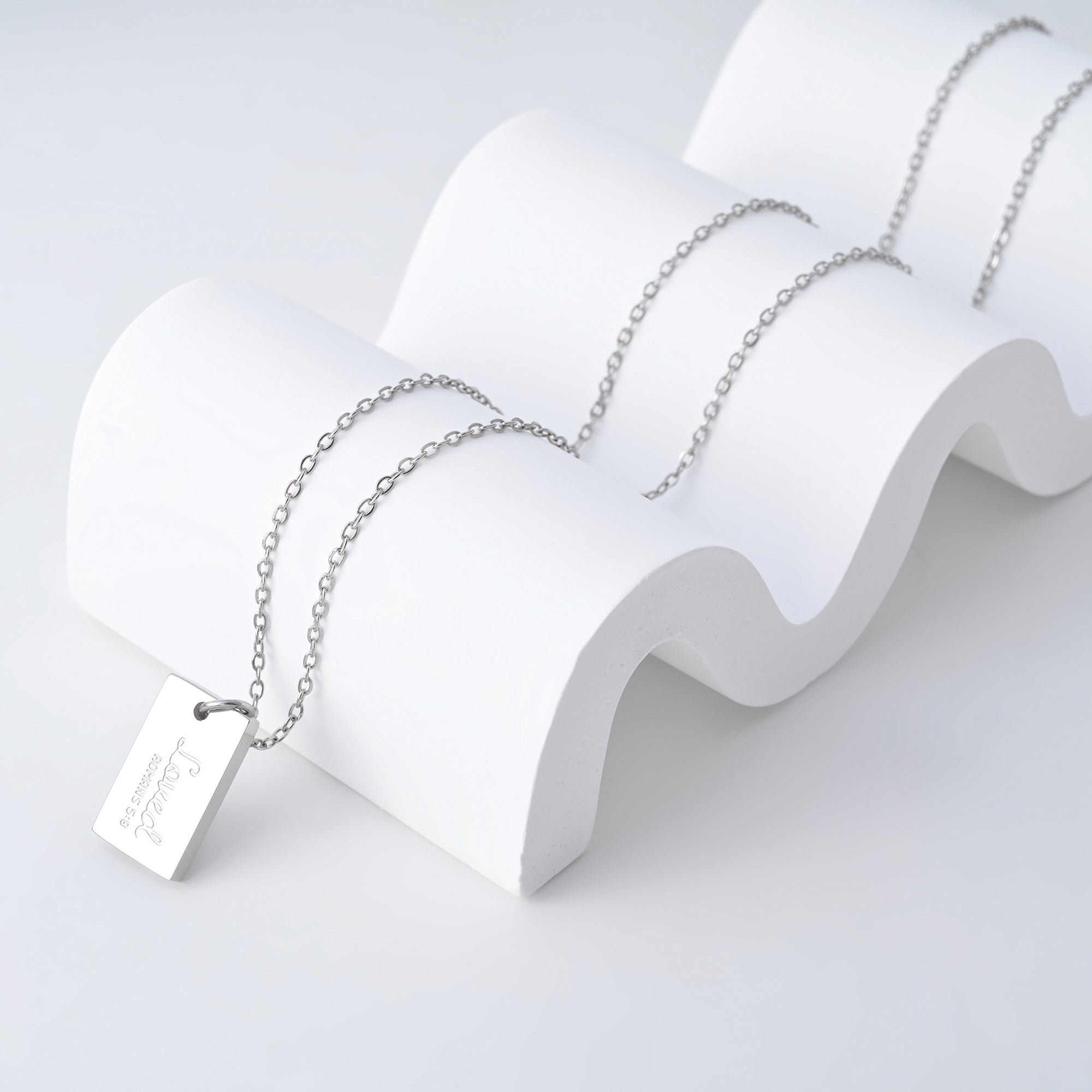 Loved Stainless Steel Tag Pendant with Card