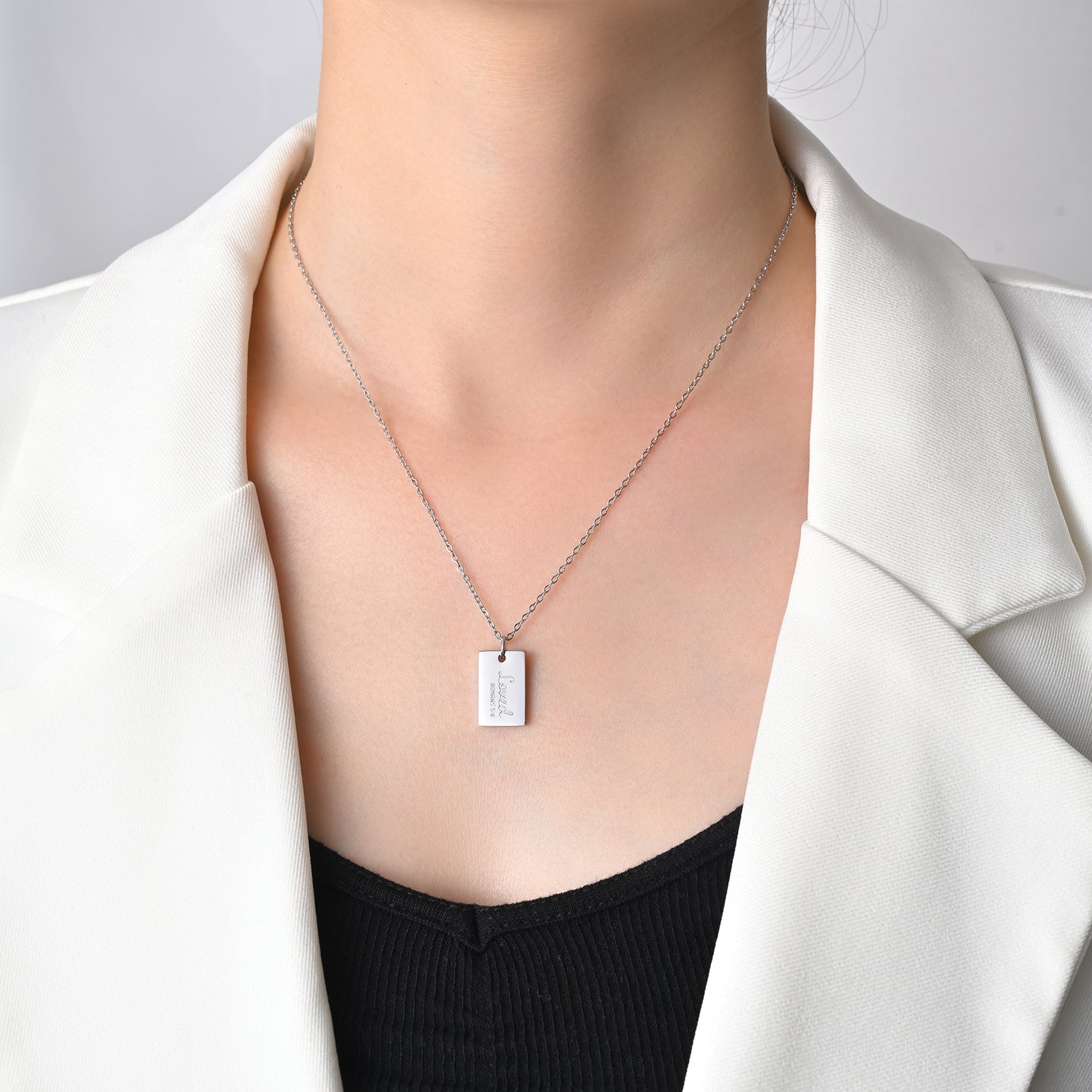 Loved Stainless Steel Tag Pendant with Card
