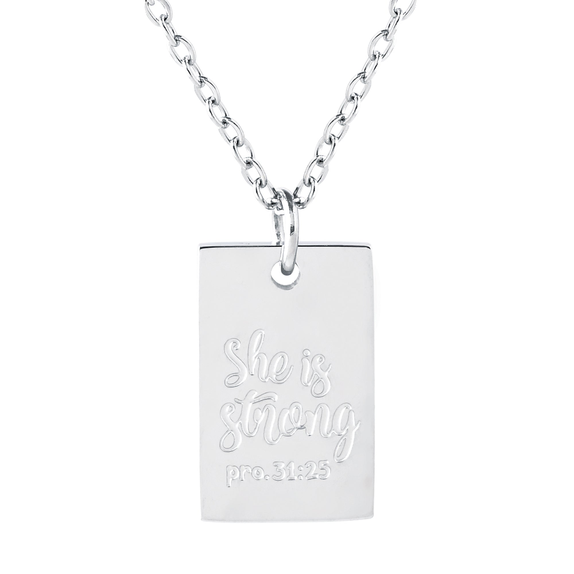 She is Strong Stainless Steel Tag Pendant with Card