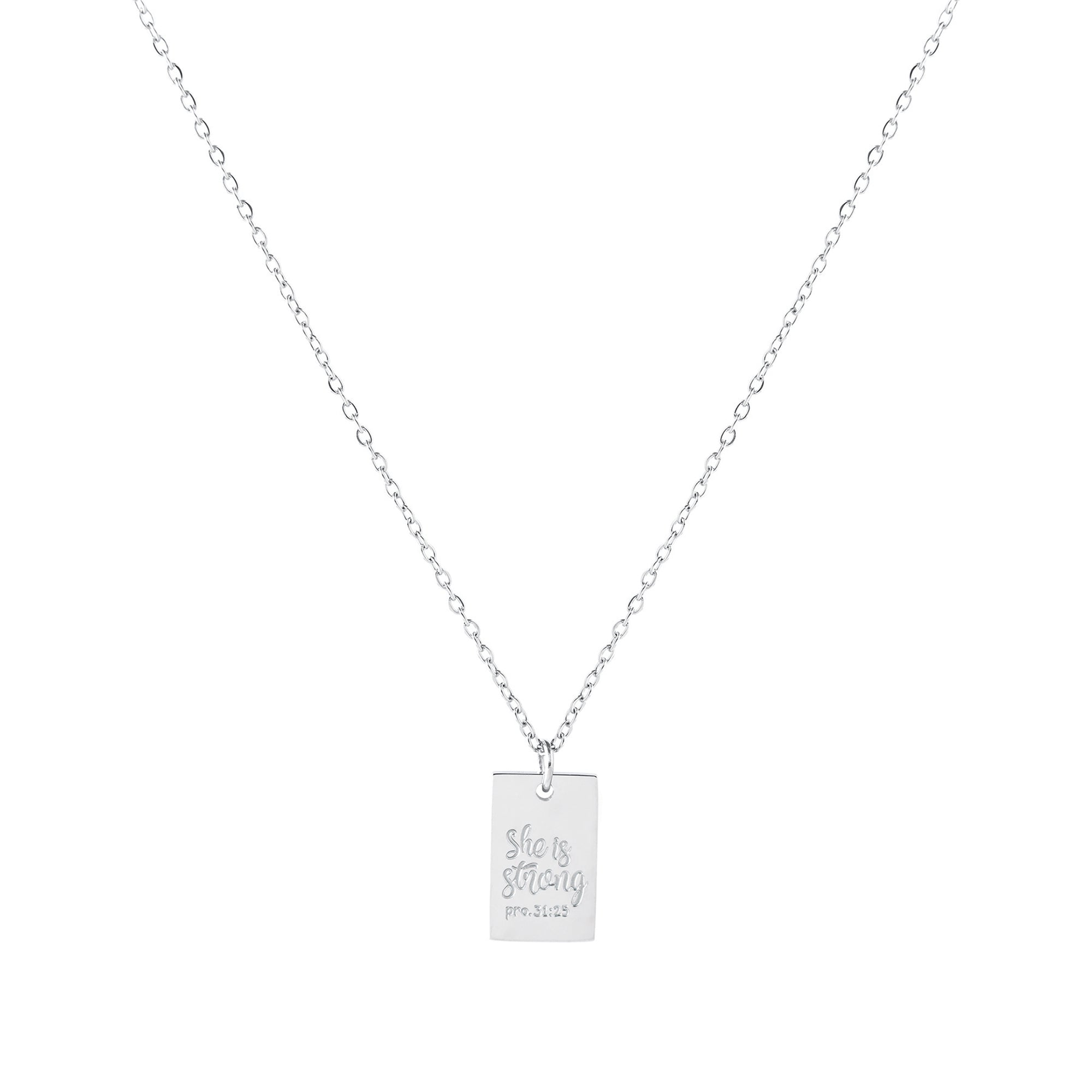 She is Strong Stainless Steel Tag Pendant with Card